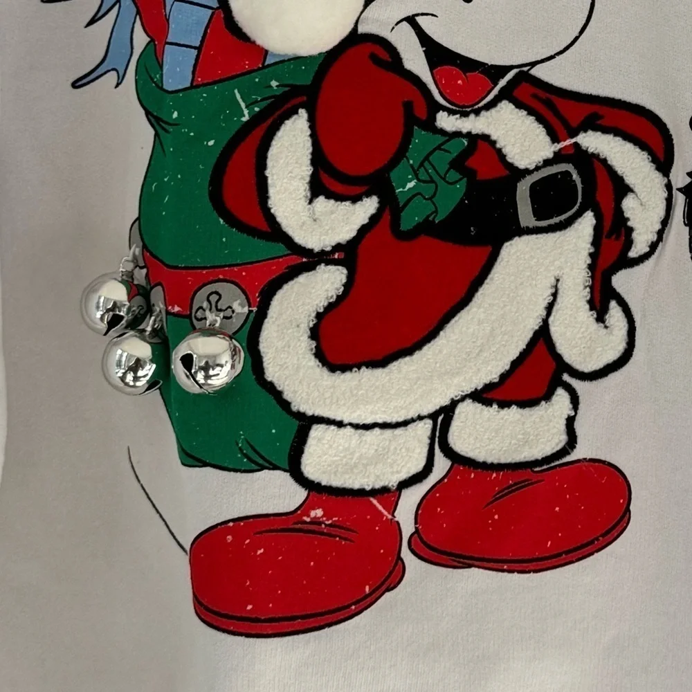 NWOT Disney Mickey And Minnie Mouse Christmas Jumper with silver bells - Picture 7 of 7